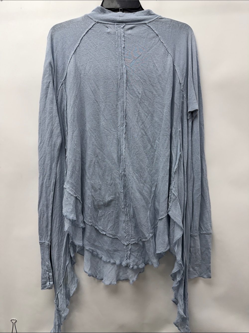 We The Free Pale Blue Long Sleeve Raw-Edge Layered Top “Starlight” - Picture 2 of 4